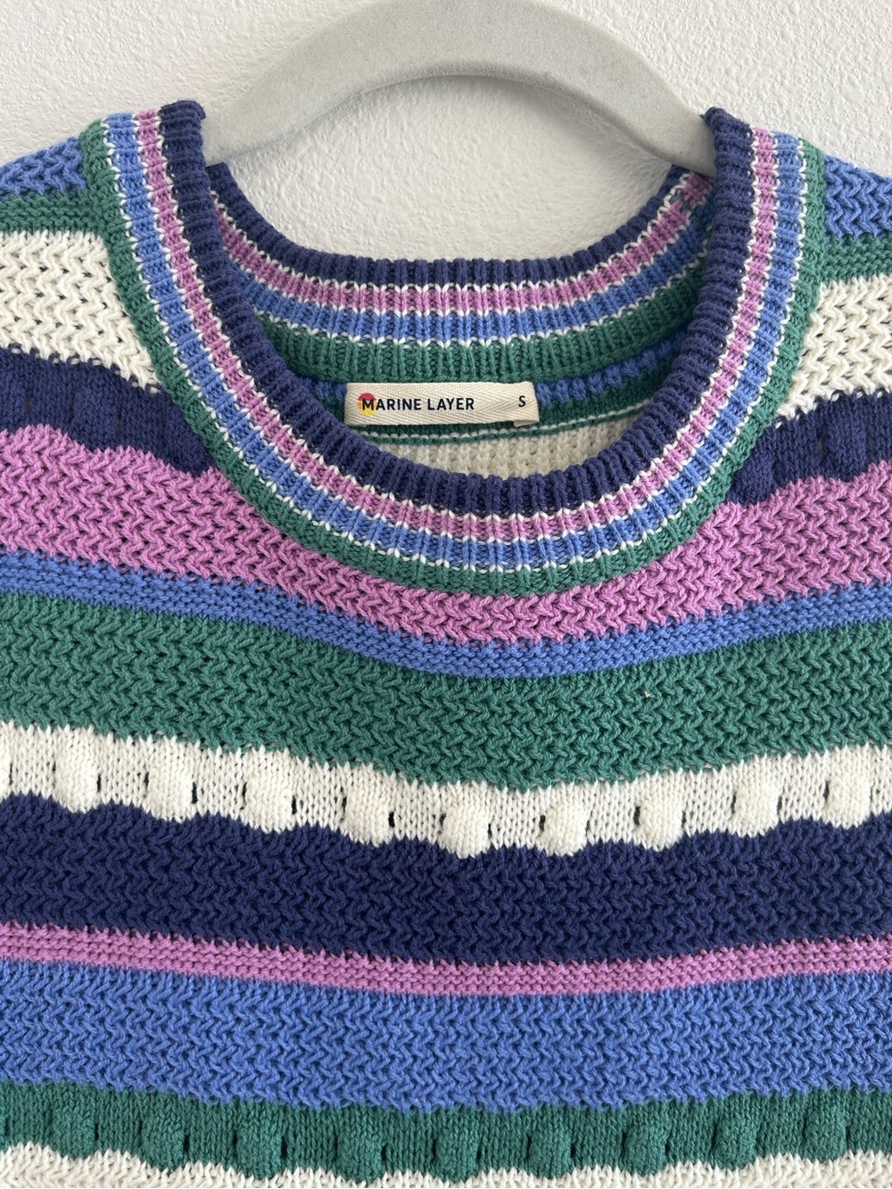 Marine Layer Rory Crochet Vest Cool Stripe - Picture 3 of 5